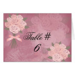 Pink Wedding Bouquet Customized Table Number Cards