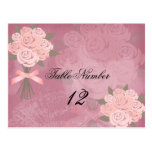 Pink Wedding Bouquet Table Number Postcard