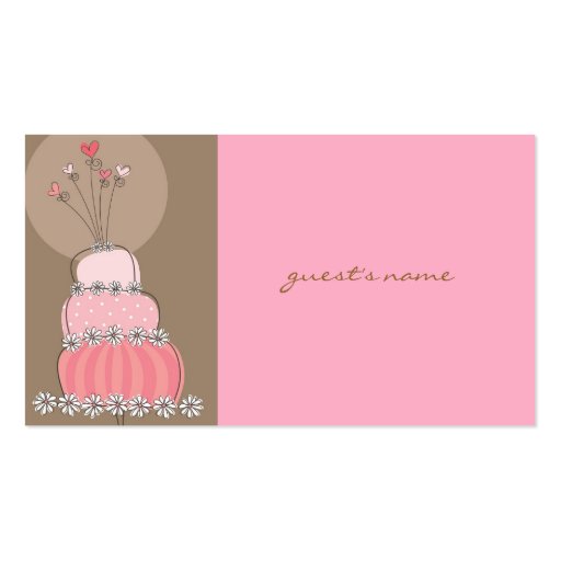 Pink Wedding Cake Place Card / Table Card / Gift / Business Card (back side)