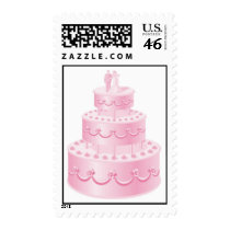 Pink Wedding Cake postage stamps by wedding_tshirts Pink Wedding Cake postage stamps
