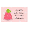 Pink Wedding Cake Save the Date business cards