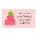 Pink Wedding Cake Save the Date business cards