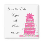 Pink Wedding Cake Save the Date Magnets