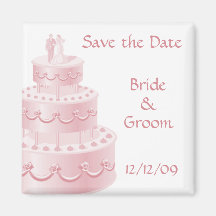 Pink Wedding Cake Save the Date Magnets