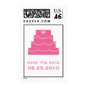 Pink wedding cake save the date wedding postage stamp