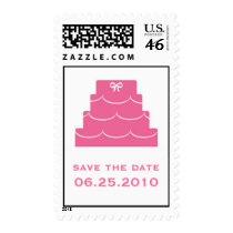 Pink wedding cake save the date wedding postage stamps