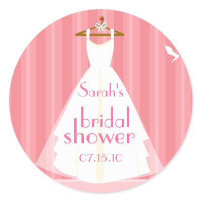 Dresses  Wedding Shower on Pink Wedding Dress Bridal Shower Sticker By Stickercaboodle