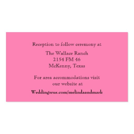 Pink Wedding Enclosure Card Business Cards