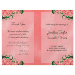 Pink Wedding Program Ceremony and Wedding Party flyers