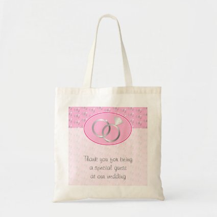 Pink Wedding Rings Pattern Favor Canvas Bag