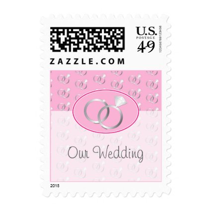 Pink Wedding Rings Pattern Postage Stamp