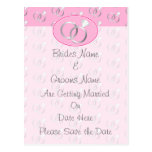 Pink Wedding Rings Pattern Save the Date Post Cards