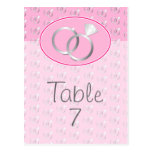 Pink Wedding Rings Table Number Post Cards