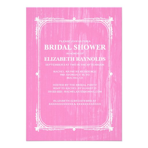 Pink Western Barn Wood Bridal Shower Invitations