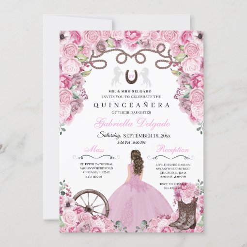 Pink Western Charra Girl Ranchero Quinceanera Invitation Zazzle