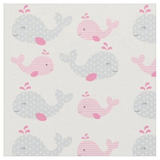 Pink Whale Baby Nursery Fabric | Zazzle