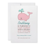 Pink Whale Birthday Party Custom Announcement
