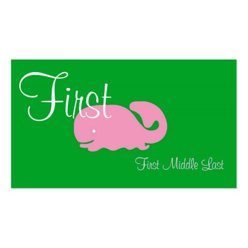 Pink Whale Girls Calling Card Business Card (front side)