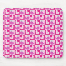 Pink Whale Heart Pattern Mouse Pad