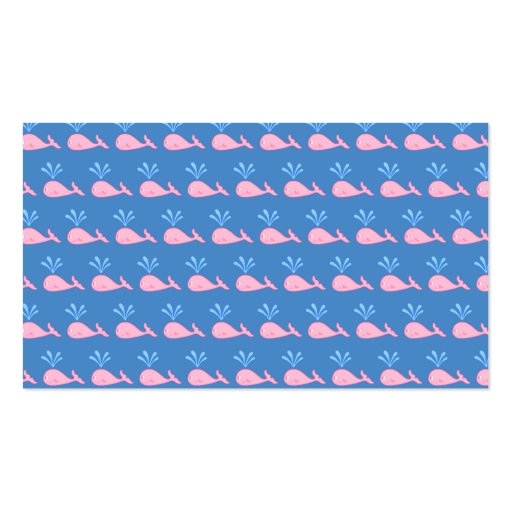 Pink Whale Pattern on Blue. Business Card Templates (front side)