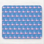 Pink Whale Pattern on Blue. Mouse Pads