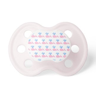 Pink Whale Pattern. Pacifier