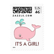 Pink Whale Postage Stamps