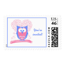 Pink Whimsical Cute Owl Custom postage stamps stamps