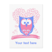 Pink Whimsical Cute Owl Custom Postcard postcards
