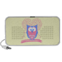 Pink Whimsical Cute Owl Doodle Speaker speakers