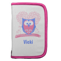 Pink Whimsical Cute Owl Folio planner planners