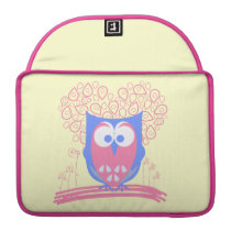 Pink Whimsical Cute Owl Macbook Pro Sleeve macbook sleeves