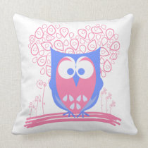 Pink Whimsical Cute Owl Mojo Pillow pillows