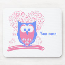 Pink Whimsical Cute Owl mousepad mousepads