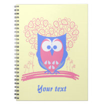 Pink Whimsical Cute Owl spiral bound notebook notebooks