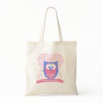 Pink Whimsical Cute Owl tote bag bags