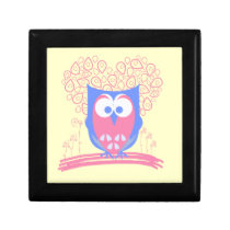 Pink Whimsical Cute Owl Trinket gift box gift boxes