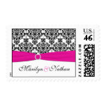 Pink, White, and Black Damask Postage