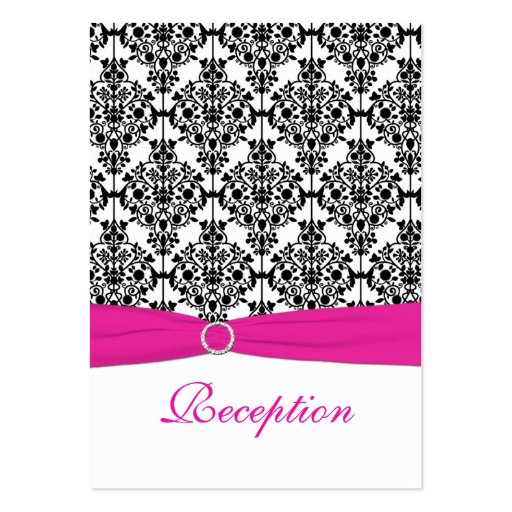 Pink, White and Black Damask Reception Card Business Card Templates