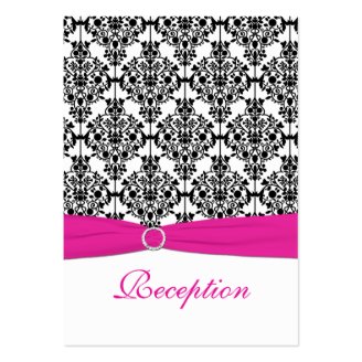 Pink, White and Black Damask Reception Card Business Card Templates