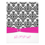 Pink, White and Black Damask RSVP Card Custom Announcements