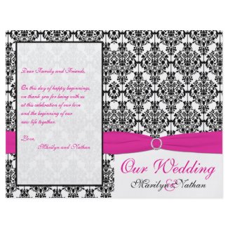 Pink, White, and Black Damask Wedding Program flyer