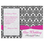 Pink, White, and Black Damask Wedding Program Flyers