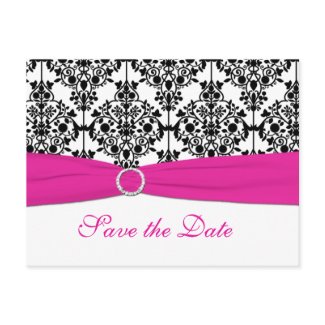 Pink, White, and Black Save the Date Postcard postcard