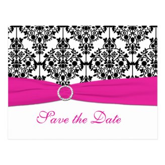 Pink, White, and Black Save the Date Postcard