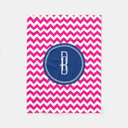 Pink White And Blue Monogram Chevron Pattern Fleece Blanket Pink White And Blue Monogram Chevron Pattern Fleece Blanket