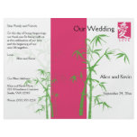 Pink, White, and Green Bamboo Wedding Program flyers