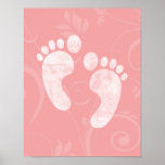 Pink/White Baby Footprints posters