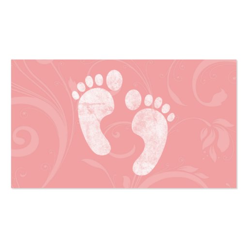 Pink/White Baby Footprints Business Card Template (back side)