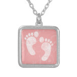 Pink/White Baby Footprints Custom Jewelry